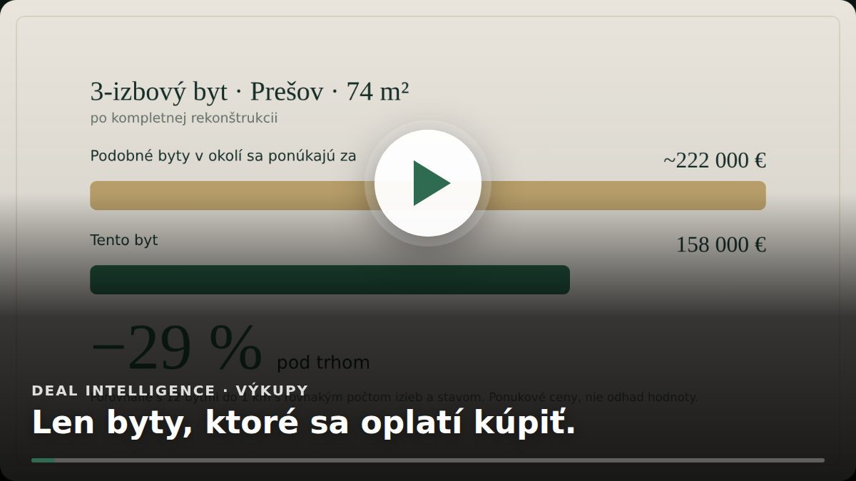 Deal Radar: byty pod trhom pre výkupy